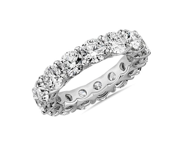 YJ Diamond Low Dome Eternity Ring In 14k White Gold