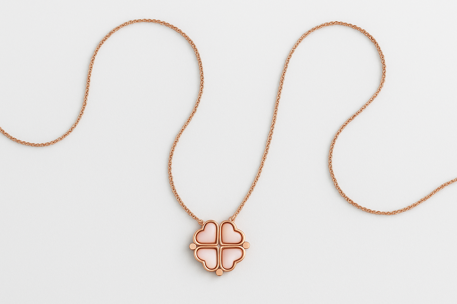 Necklace laid flat showing the full chain length and elegant curve