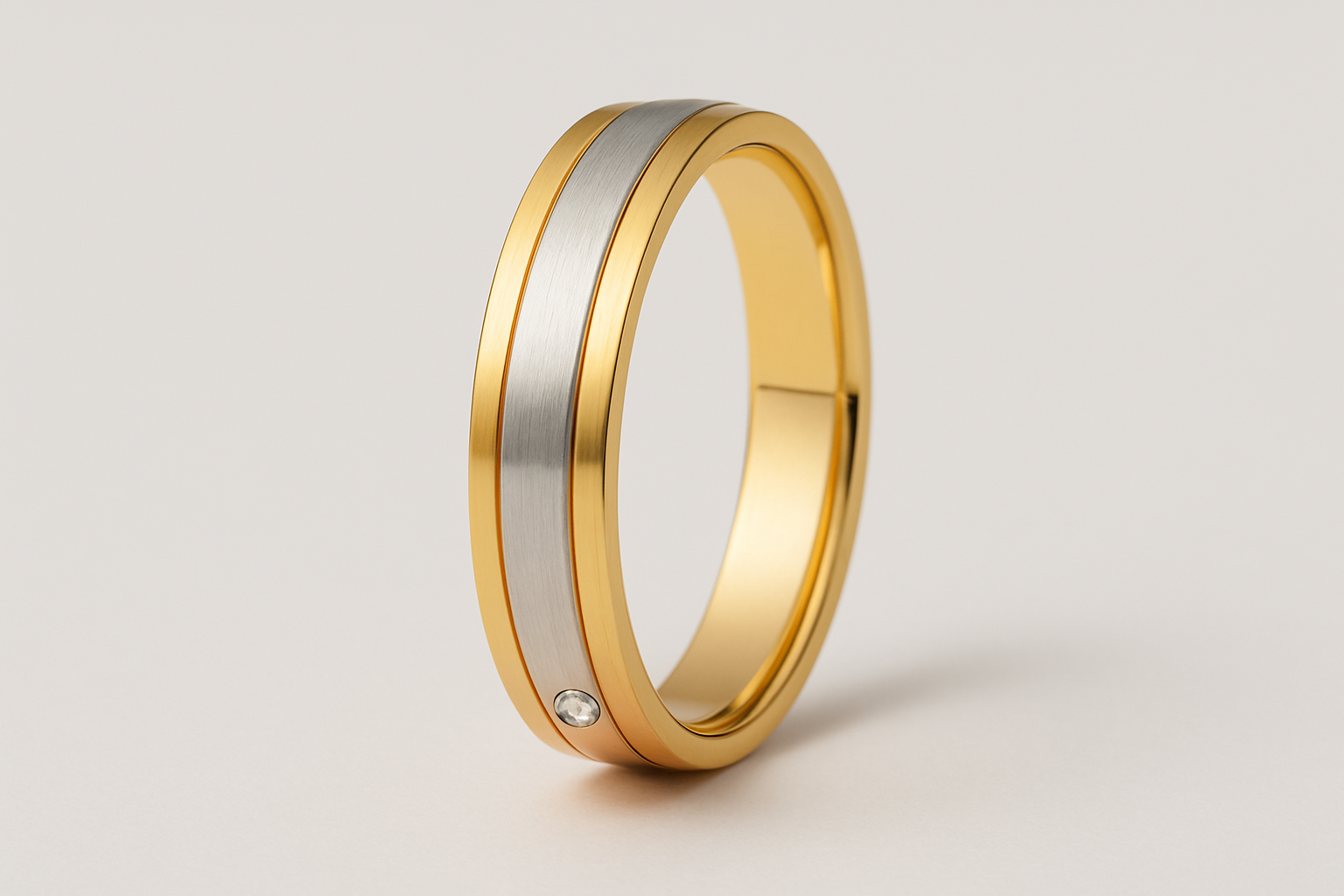 Tri-tone ring standing upright