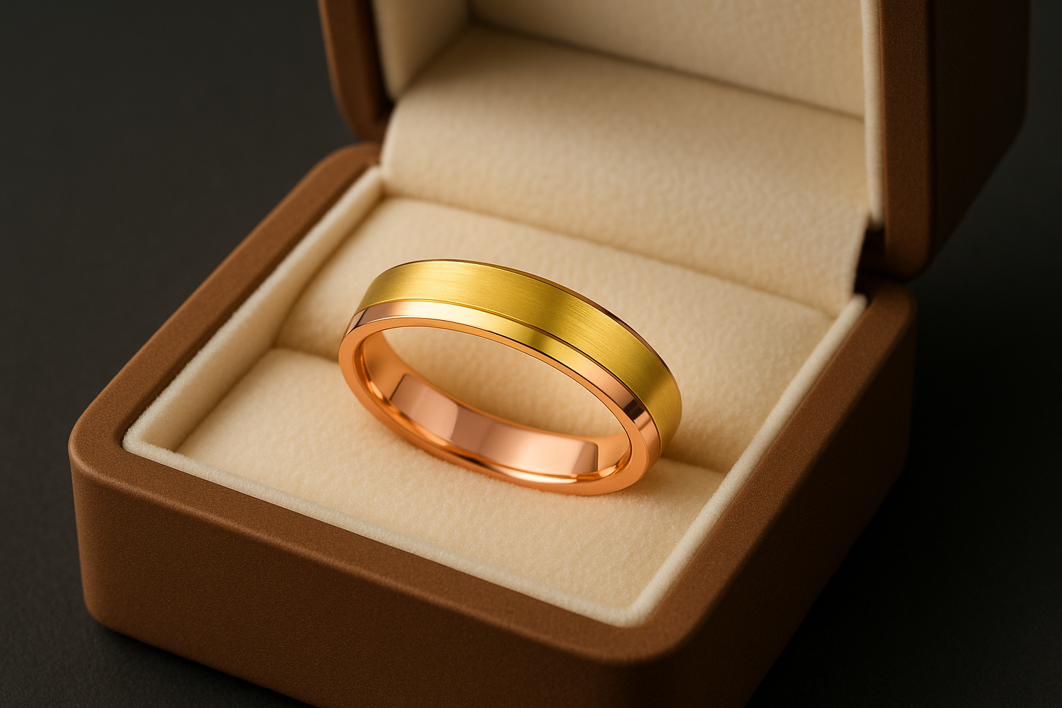 Two-tone ring in jewelry box