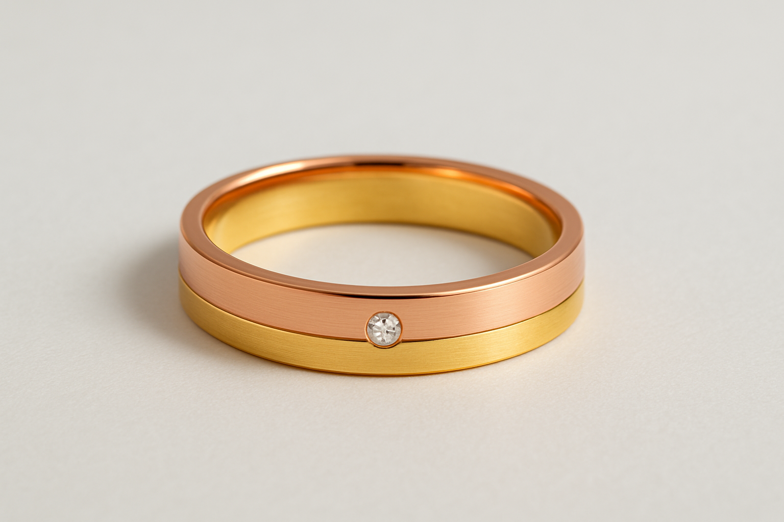 Two-tone ring laying flat